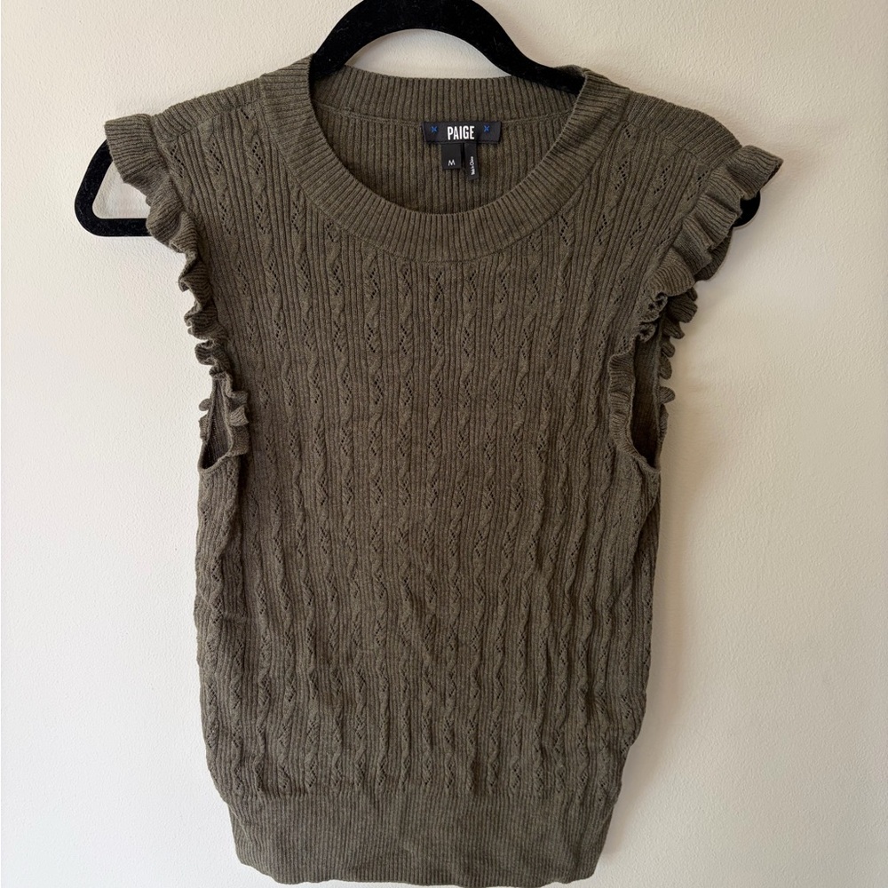 PAIGE Khaki Knit Sleeveless Top